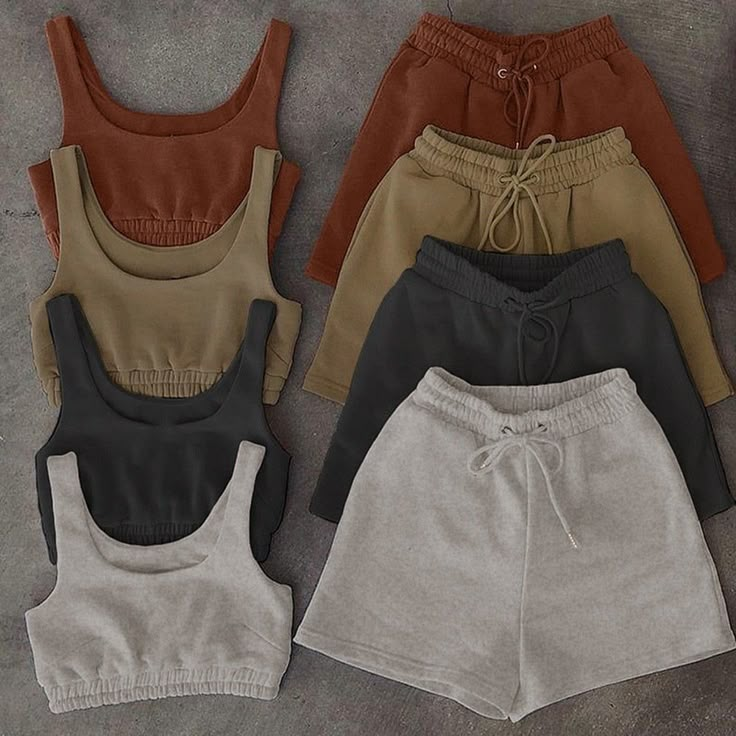 Hnewly Casual Solid shorts sets Women Crop Top Two Piece And Drawstrin – hnewly Summer Athleisure Outfits, Summer Matching Sets, Summer Athleisure, Athleisure Outfits Summer, Athleisure Summer, Khaki Tops, Casual Sportswear, Crop Top And Shorts, Athleisure Outfits