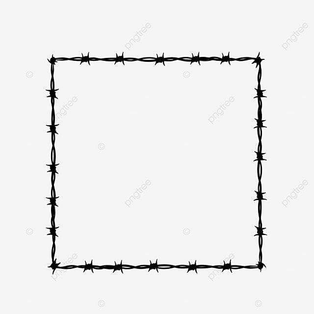 a black and white frame with barbed wire on the edges, square, border png and psd