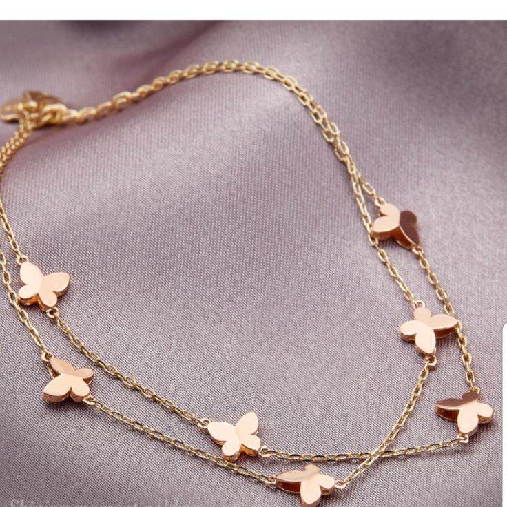 14k Solid Gold Chain / Rose Gold Butterfly Bracelet. 7 Inch Brand New!!! Rose Gold Plated Bracelets With Adjustable Chain, Rose Gold Plated Bracelets In Fine Jewelry Style, Dainty Rose Gold Plated Bracelet, Elegant 14k Pink Gold Bracelets, Elegant Rose Gold Plated Bracelets, Elegant Rose Gold-plated Bracelets, Elegant Pink Gold Jubilee Bracelet, Rose Gold Plated Gold Bracelet, Tarnish Resistant, Rose Gold Plated Gold Bracelet Tarnish Resistant