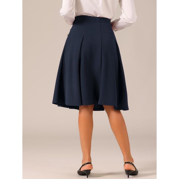 This wardrobe-staple a-line midi skirt looks and feels a little more luxurious in stretchy fabric with a comfortable supple backing. Team it a with smart blouse for a workday ensemble or with a casual tee and high heels at the weekend. Fitted at the waist and insert pleats, the front of the buttons give it a casual feel that nods to vintage styles. Chic A-line Skirt For Semi-formal Occasions, Elegant Full Skirt In Solid Color, Elegant Solid Color Full Skirt, Chic Pleated Skirt In Solid Color, Chic Solid Color Full Pleated Skirt, Relaxed A-line Office Skirt, Chic Full Pleated Skirt In Solid Color, Elegant Full Pleated Skirt In Solid Color, Chic Solid Color Midi Pleated Skirt