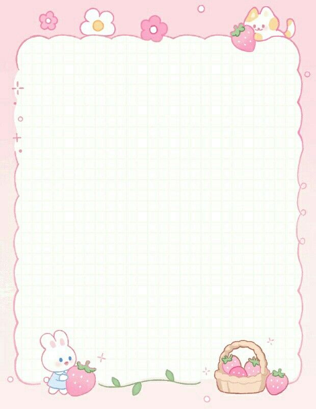 an image of a pink background with hello kitty and strawberries in the foreground