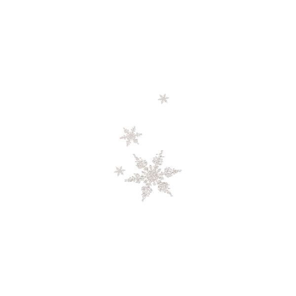 three snowflakes are shown against a white background