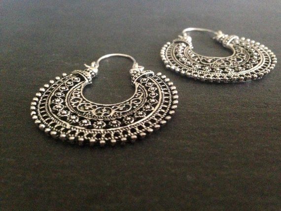 Tribal earrings Boho Earrings Ethnic earrings Bohemian | Etsy Handmade Silver Metal Hoop Earrings, Handmade Silver Bohemian Earrings, Bohemian Hypoallergenic Hoop Earrings Gift, Round Metal Plug Earrings For Festival, Metal Round Plug Earrings For Festival, Silver Nickel-free Hoop Earrings For Summer, Hypoallergenic Dangle Earrings For Festivals, Metal Hoop Earrings With Intricate Design For Festival, Bohemian Round Hoop Earrings, Hypoallergenic