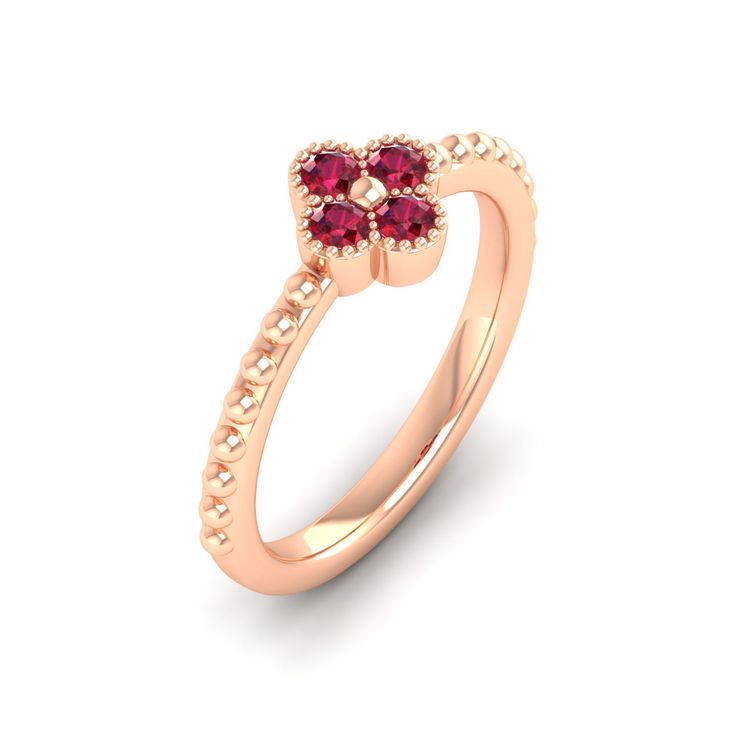 Enhance your elegance with our stunning red stone ring. This exquisite piece perfectly combines the rich red hue of the stone, creating a captivating contrast that will surely turn heads. Ideal for both formal occasions and everyday wear, this ring exudes sophistication and style effortlessly. Metal: 14K Gold Setting Type: Prong Rhodium Finish: Yes, on White Gold Gemstone Details: Gemstone: Ruby Shape: Round Average Dimensions: 2.50 MM Quantity: 04 Average Cut: Very Good Average Color: Medium to Luxury Ruby Rings With Gemstone Accents, Luxury Red Ruby Ring With Gemstone Accents, Elegant Red Promise Ring, Elegant Birthstone Ring With Gemstone Accents, Elegant Ruby Cluster Ring, Elegant Ruby Birthstone Ring, Elegant Lab-created Ruby Diamond Ring With Accent Stones, Luxury Ruby Cluster Ring For Promise, Luxury Red Diamond Ring With Accent Stones