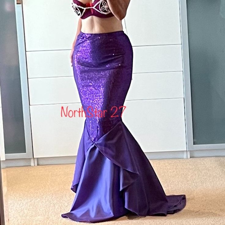 High Waist Premium Sequins Mermaid Long Tail Maxi Skirt With Asymmetric Mesh Panel Elastic Waistband With Side Zipper Closure. Color Is Royal Purple. 3 Layers Tail, 1 Mesh Layer, 1 Satin Layer And 1 Lining With Netting For Additional Fullness. New With Tags. Price Is Firm! S Waist 26-30 Hips 30-34 M Waist 28-32 Hips 32-36 L Waist 30-34 Hips 34-38 Xl Waist 32-36 Hips 36-40 1x-Waist 34-38 Hips 38-42 2x- Waist 36-40 Hips 40-44 3x- Waist 38-42 Hips 42-46 Length Is 45" Long In All Sizes. Fish Tail Skirt Pattern, Stretch Mermaid Hem Skirt For Night Out, Fishtail Party Skirt, Fitted Purple Mermaid Dress, Party Stretch Fishtail Skirt, Party Fishtail Skirt With Stretch, Stretch Fishtail Party Skirt, Fitted Fishtail Skirt For Night Out, Fitted Purple Party Skirt