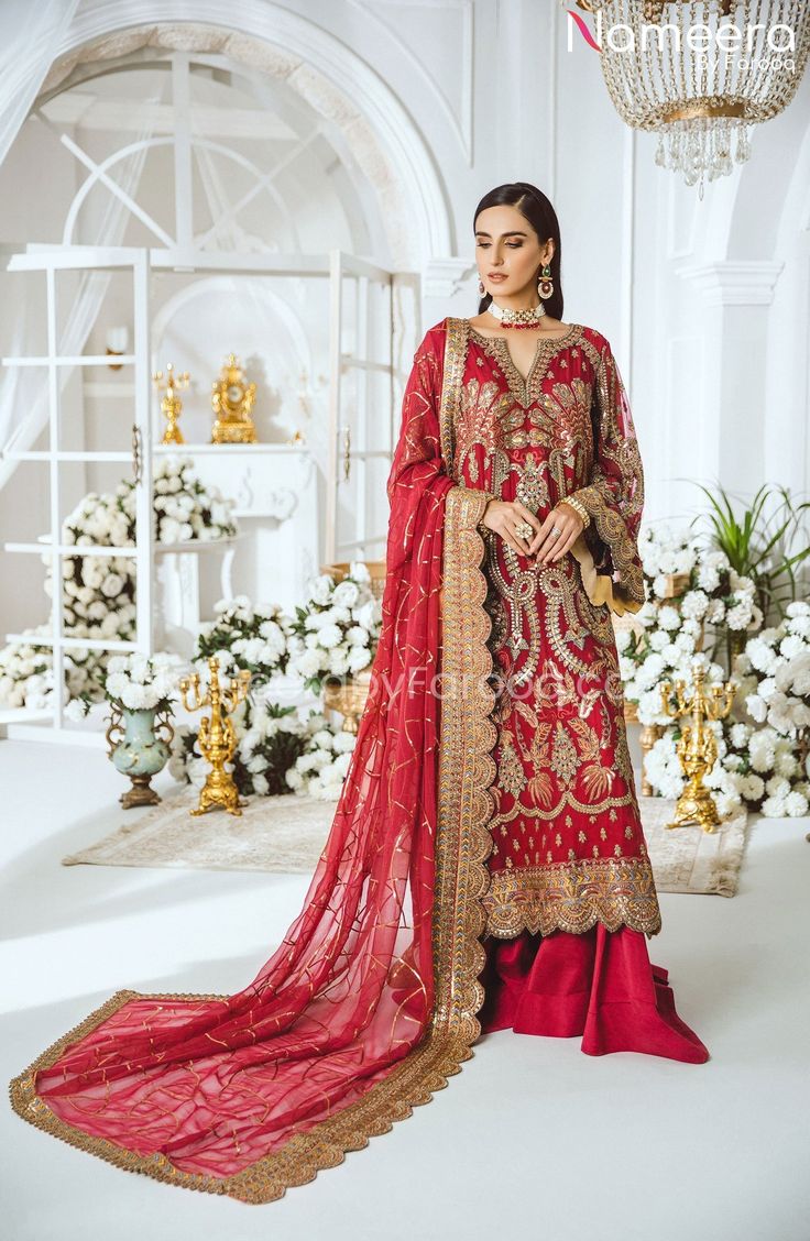 Online Salwar Kameez Pakistani Boutique, Organza Sleeves, Embroidered Chiffon, Embroidered Organza, Unstitched Suits, Chiffon Dupatta, 3 Piece Suits, Fabric Stores Online, Beautiful Embroidery