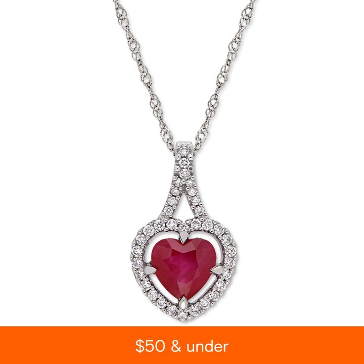 in stock Formal Heart Pendant Jewelry With Diamond Accents, Heart Pendant Jewelry With Diamond Accents For Formal Occasions, Fine Jewelry Ruby Necklace For Valentine's Day, Fine Jewelry Necklace With Prong Setting For Valentine's Day, Diamond White Jewelry For Valentine's Day, Formal Heart Pendant Gemstone Jewelry, Diamond White Jewelry For Valentine's Day Formal Occasion, Formal Ruby Heart Cut Necklace, Formal Heart Cut Ruby Necklaces