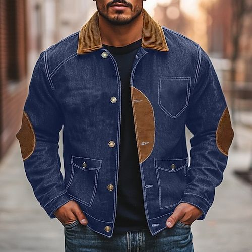 Season:Winter,Fall; Fabric:Denim; Sleeve Length:Long Sleeve; Gender:Men's; Style:Coats / Jackets,Vintage,Fashion,Cool,Daily; Occasion:Daily,Home,Outdoor,Work,Wear to work,Casual,Street,Office / Career,Sports  Outdoor; Outerwear Length:Regular; Pattern:Solid Color; Design:Buttons,Pocket,Color Block; Neckline:Turndown; Outerwear Type:Denim Jacket; Listing Date:08/30/2024 Street Wear Aesthetic, Dark Blue Jacket, Jackets Vintage, Jacket Outdoor, Denim Projects, Vintage Denim Jacket, Outdoor Home, Fall Fabric, Color Vintage