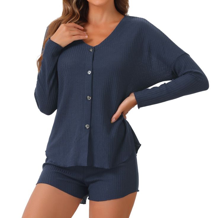 This Pajama Set includes a long-sleeve top and shorts. The two-piece pajama set brings you a comfortable night and lets you sleep more sweetly. It is suitable for daily leisure, travel, parties, vacations, walking, dating, and outdoors. It is also very suitable for a birthday, Valentine's Day, Christmas, New Year, wedding, and any other holiday gift for your mother, wife, girls, and friends. Button Down Outfit, New Year Wedding, Sleep More, Shorts Pajama Set, Classic Pajamas, Lace Trim Shorts, Joggers Outfit, Satin Short, Matching Family Pajamas