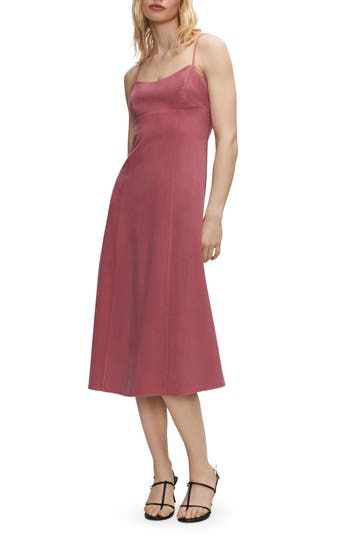 A smocked panel at the low-cut back elevates the fit of a day-to-night midi dress with a classic A-line silhouette. Hidden side-zip closure Sweetheart neck Spaghetti straps Lined 93% viscose, 7% polyester Machine wash, line dry Imported Lined Knee-length Fitted Slip Dress, Knee-length Fitted Lined Slip Dress, Fitted Knee-length Lined Slip Dress, Fitted Viscose A-line Midi Dress, Midi Dress With Smocked Back And Fitted Bodice, Fitted Bodice Midi Dress With Smocked Back, Fitted Bodice Smocked Back Midi Dress, Spring A-line Midi Dress With Lined Bodice, Feminine A-line Midi Dress With Ruched Bodice