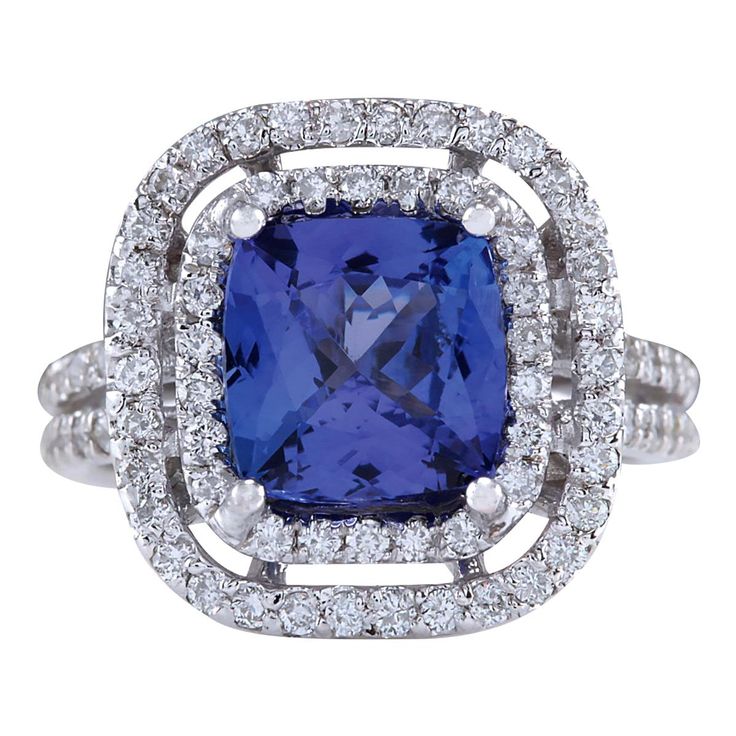 a blue and white diamond ring