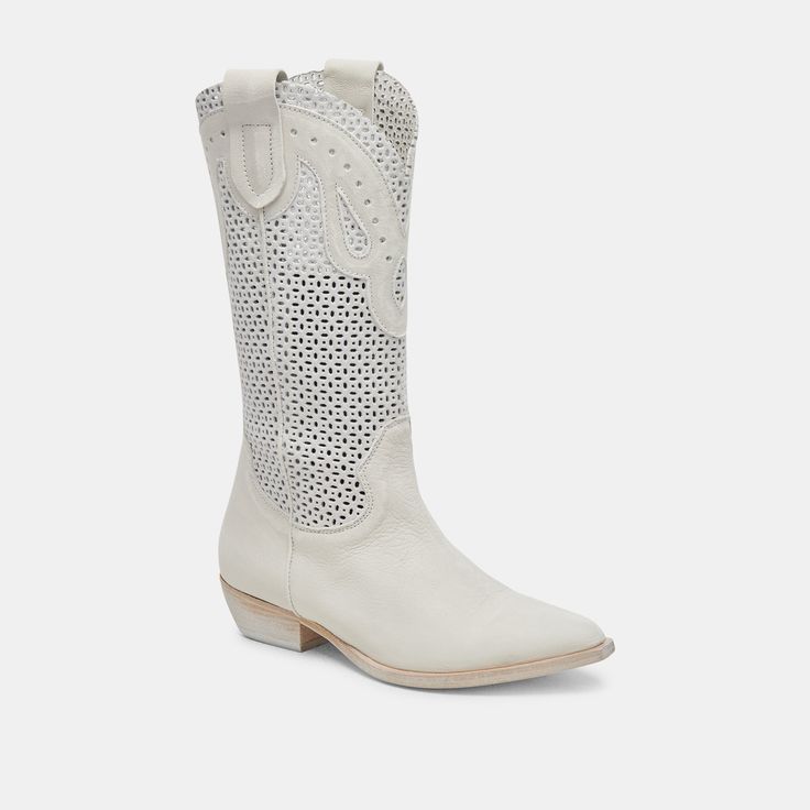 RANCH BOOTS IVORY LEATHER – Dolce Vita Chic Summer Boots For Rodeo, Chic Summer Rodeo Boots, Mid-calf Boots For Rodeo In Spring, Spring Mid-calf Boots For Rodeo, Western Mid-calf Summer Boots, White Leather Mid-calf Boots For Spring, Chic Mid-calf Boots For Spring, Elegant Mid-calf Spring Boots, Spring Leather Knee-length Boots