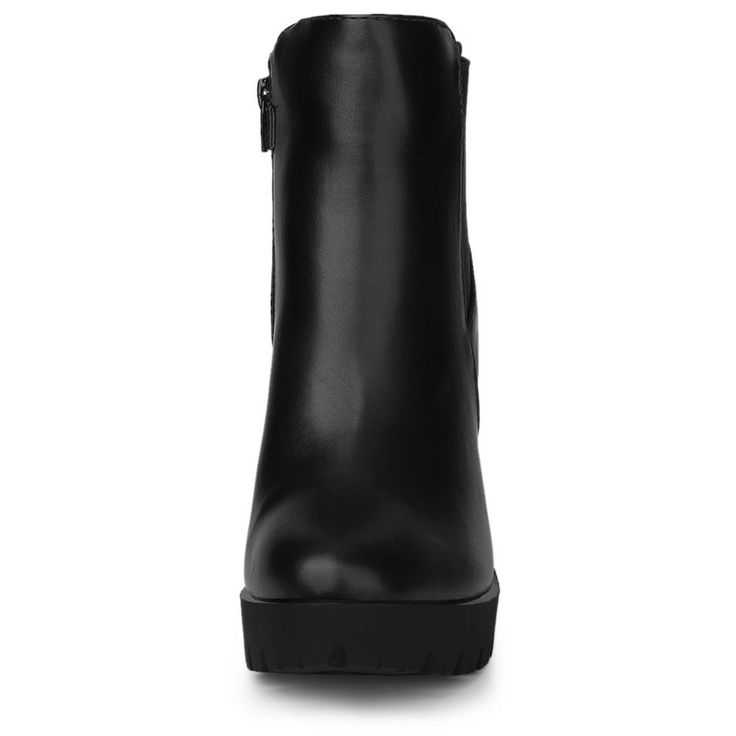 Designed with zipper closure, this boot allows you to wear it on and off easily. These platform booties have a chunky heel to add a touch of height and style to your everyday look. You can pair it with a dress or pair of pants for a charming look. It must-have in every 's closet! It's a good choice for Christmas Day and role-playing. Edgy High Heel Platform Boots With Zipper Closure, Trendy High Ankle Platform Boots With Zipper Closure, Trendy Heeled Boots With Side Zipper And Round Toe, Trendy Faux Leather Platform Boots With Zipper, Chic High Heel Platform Boots With Zipper, Faux Leather Platform Boots With Zipper And Round Toe, Edgy Faux Leather Platform Boots With Zipper, High Ankle Wedge Boots With Zipper Closure, Trendy High Heel Booties With Zipper Closure