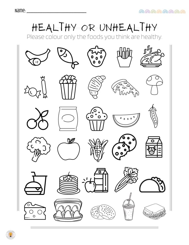 an image of healthy or unhealthy coloring pages