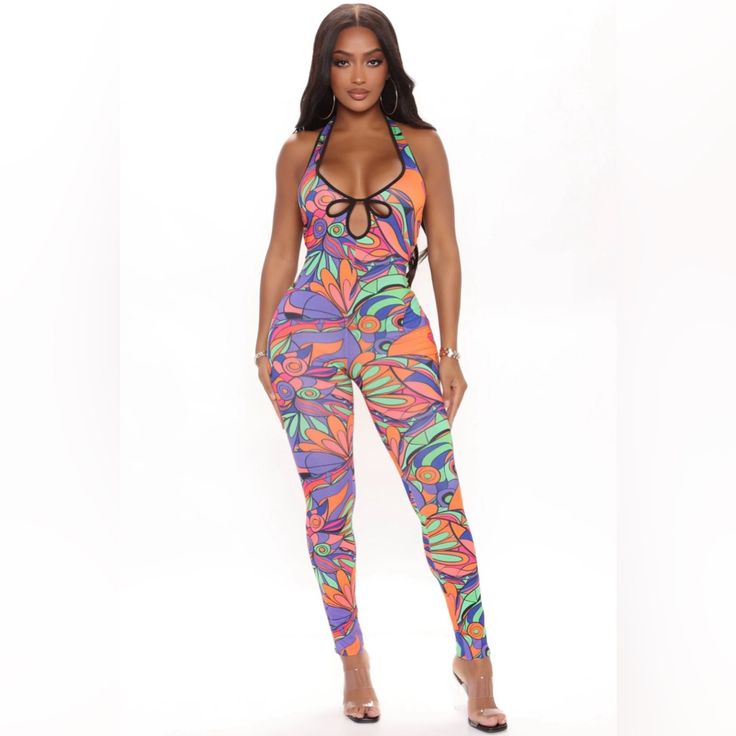 Brand New Fashion Nova Colorful Jumpsuit Casual Multicolor Print Jumpsuits And Rompers For Vacation, Multicolor Overalls Jumpsuit For Vacation, Multicolor Overall Jumpsuit For Vacation, Multicolor Overall Jumpsuits And Rompers For Vacation, Multicolor Overall Jumpsuits And Rompers For Spring, Multicolor Spring Overalls Jumpsuits And Rompers, Multicolor Overall Jumpsuit For Spring, Sleeveless Multicolor Jumpsuits And Rompers With Vibrant Print, Multicolor One-piece Jumpsuit For Party