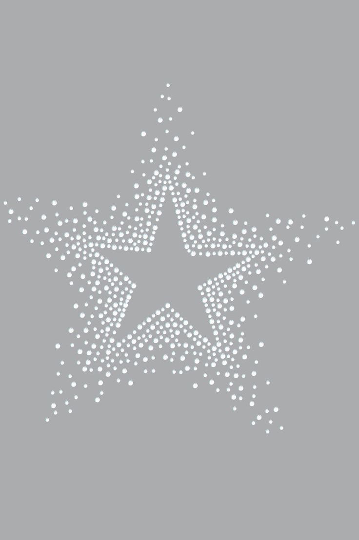 a white star on a gray background with small dots in the shape of an arrow