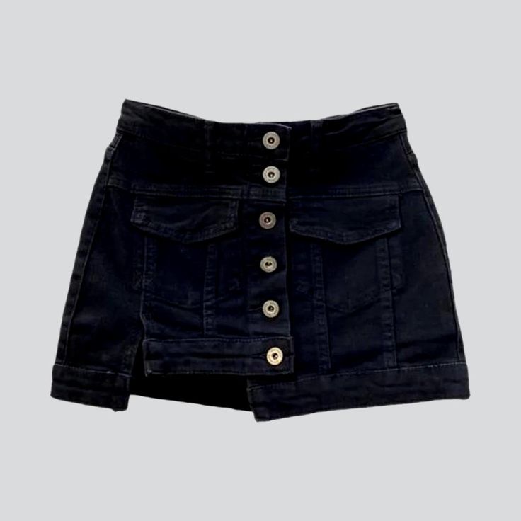 Elevate your wardrobe this summer with our vintage mid-waist buttoned denim skort! This 2023 Summer Collection piece showcases a stretchy denim fabric. bold distressed pattern. and stylish zipper & button closure ââ‚?making it the ultimate statement piece that blends contemporary fashion with nostalgic grunge. Why You'll Love It: Grunge Galore: Inspired by the iconic '90s grunge movement. these shorts exude an effortlessly cool attitude. Distinctive Distressed Pattern: Expertly crafted wear and Trendy Denim Skort With Built-in Shorts, High Rise Y2k Skort, Trendy Fitted Jean Shorts With Pockets, Mini Denim Skirt With Built-in Shorts, Trendy Short Denim Skirt With Built-in Shorts, Trendy Cutoff Denim Skirt With Built-in Shorts, Edgy High-waisted Denim Skort, High Waist Cotton Mini Skirt With Button Zip Fly, Edgy Summer Denim Skirt With Pockets