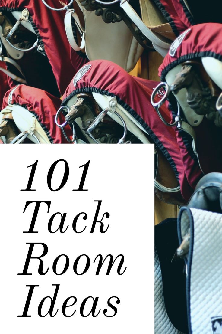 the words 101 tack room ideas are in front of many pairs of shoes and hats