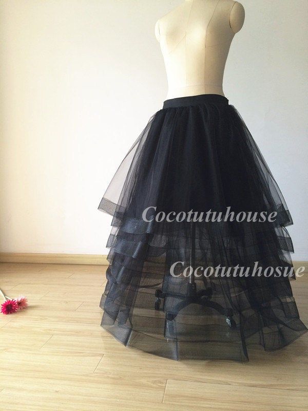 Custom Made(your own size, your preferred color, even your own design). Long Maxi CupcakeTulle Skirt High quality bridal tulle skirt with horse hair tulle as edge/trim It is always able to custom make in different length For extra length, size enlargement(waist size over 38 inches) and rush order, please understand that the extra is needed. This skirt is not one size fits all but custom make just for you Please send me below measurements when you place the order: Waist size Skirt length you want Crinoline Full Skirt For Costume Party, Full Crinoline Skirt For Costume Party, Costume Party Full Tulle Petticoat, Full Tulle Petticoat For Costume Party, Black Crinoline Full Skirt Petticoat, Black Full Skirt Petticoat For Wedding, Black Full Skirt Crinoline Petticoat, Party Petticoat With Ruffled Crinoline Skirt, Black Tiered Skirt Petticoat For Wedding