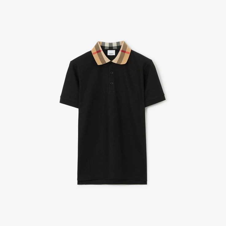 Cotton Polo Shirt in Black - Men | Burberry® Official Givenchy Jacket, Personalized Scarves, Versace Jacket, Off White Jacket, Burberry T Shirt, Versace T Shirt, Versace Sweatshirt, Black Polo, Cotton Polo Shirt