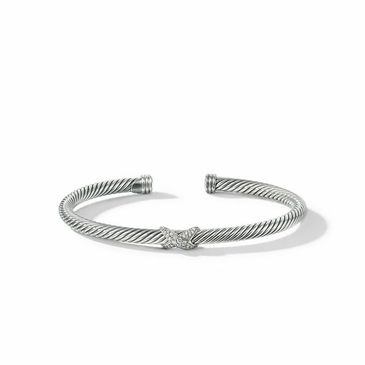 Sterling silver • Pavé diamonds, 0.14 total carat weight • Cable, 4mm wide Yurman Bracelet, David Yurman Bracelet, Station Bracelet, Amulet Necklace, Bridal Engagement Rings, Sterling Silver Mens, High Jewelry, David Yurman, Silver Man