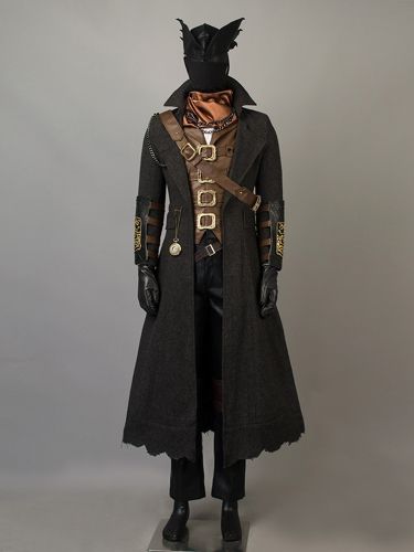 Includes:shirt,vest,coat,pants,hat,scarf,mask,bags,shoulder straps,cuffs,gloves,knee pads,necklace,holster,watch Material:pure cotton,pleather,knit,woolenSize:all size Victorian Horror, Bloodborne Cosplay, Hunter Costume, Costume Department, Horror Aesthetic, Male Outfits, Scarf Mask, Hunter Outfit, Man Outfit