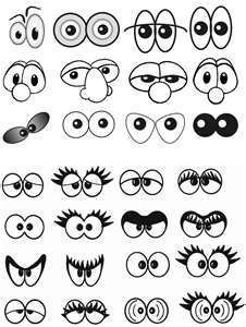 an assortment of cartoon eyes with different shapes and sizes