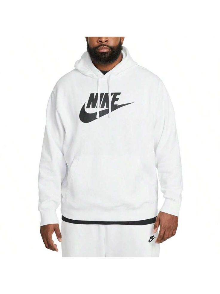 A closet staple, the Nike Sportswear Club Fleece Pullover Hoodie gives you soft comfort in a street-ready style for an elevated, everyday look that you really can wear every day. 
Lined drawstring hood 
Kangaroo pocket 
Logo at front 
Soft brushed-back fleece 
Ribbing at the hem and cuffs 
Cotton/polyester; hood lining: cotton 
Machine washable 
Imported 
Boyfriend Style Men's Sportswear Club Fleece Graphic Pullover Hoodie White Casual  Long Sleeve  Colorblock,Letter    Men Activewear, size feat Athleisure Sweats With Adjustable Hood, Casual Sports Hoodie Sweats, Casual Sports Sweats With Hoodie, Casual Sports Hooded Sweats, Relaxed Fit Athleisure Hoodie With Logo Print, Sports Hoodie With Logo Print For Fall, Sportswear Fleece Hoodie With Logo Print, Sportswear Fleece Hoodie, Urban Style Fleece Sweatshirt For Sports