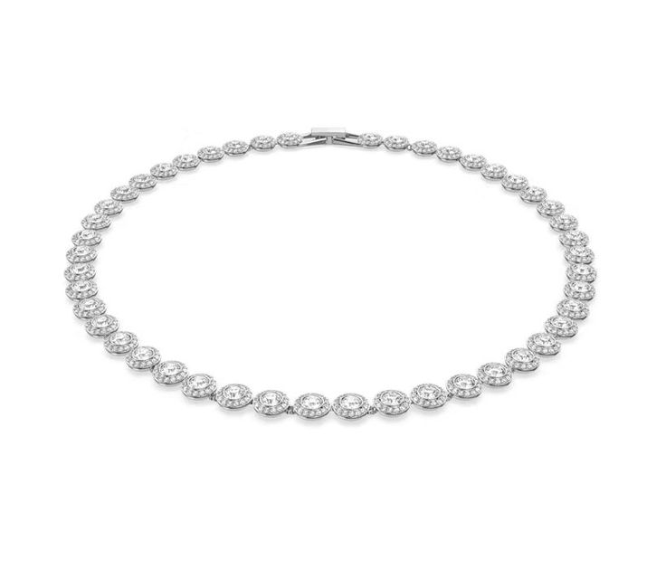 Angelic All-Around Round Cut Necklace Metal Color, Gift Giving, Clear Crystal, Rhodium Plated, Round Cut, Silver Bracelet, Silver Necklace, Color White, Plating