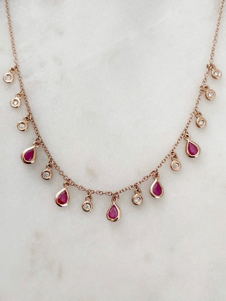 14K Solid Rose Gold 0.10 Carat Diamonds VS2-SI G-H 0.92 Carat Rubies Adjustable chain length 16-18 inches Ruby Necklace, Gold Initial, Chain Length, Pendant Necklaces, Beautiful Necklaces, Necklace Etsy, Jewelry Necklace Pendant, Necklace Lengths, Pearl Necklace