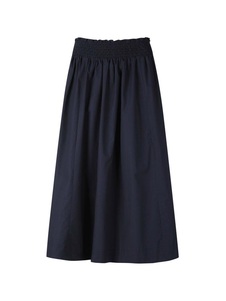 This smocked flared skirt is a versatile piece perfect for a feminine and stylish look. It features different materials for each color option.- Midi length that makes your look stylish- Smocked detail at the waistline for a defined waist- Decorative stitching to add intricate detail* The color of the actual product may vary due to differences in monitor color settings and resolution. Midi Skirt With Gathered Waist For Daywear, Chic Midi Bottoms With Gathered Waist, Midi Length Voluminous Skirt With Gathered Waist, Voluminous Pleated Skirt With Elastic Waistband, Chic Midi Skirt With Gathered Waist, Chic Smocked Dress With Pleated Waist For Daywear, Relaxed Maxi Skirt With Gathered Waist, Chic Relaxed Skirt With Smocked Back, Elegant Bottoms With Gathered Waist And Flared Skirt