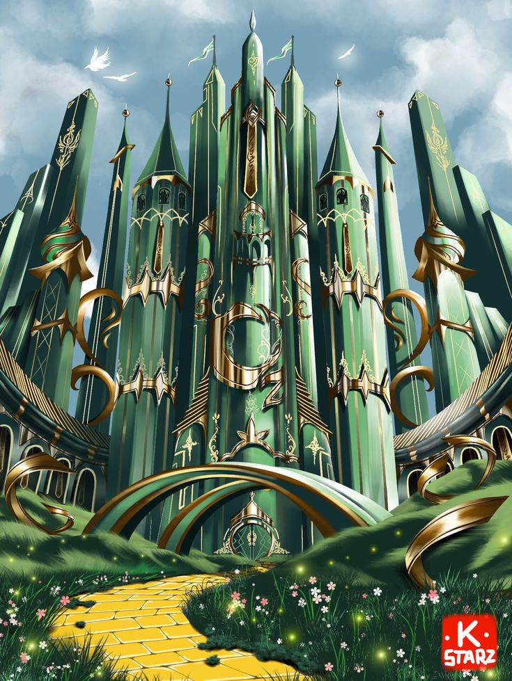 an image of a castle in the sky with flowers and grass on it's sides