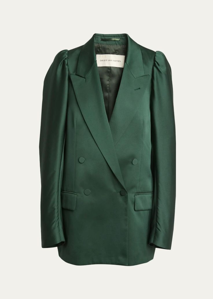 Dries Van Noten Blinky Oversize Silk Blazer Jacket - Bergdorf Goodman Silk Blazer, Peak Lapel, Oversized Blazer, White Blazer, Dries Van Noten, Black Blazers, Wool Blazer, Bergdorf Goodman, Lapel Collar