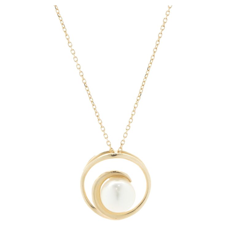 Designer: custom Material: 14K yellow gold Weight: 3.43 grams Dimensions: necklace measures 18-inches Swirl Necklace, Gemstone Necklace, Fresh Water, Freshwater Pearls, Swirl, Jewelry Necklace Pendant, Jewelry Necklaces, Yellow Gold, Pendant Necklace