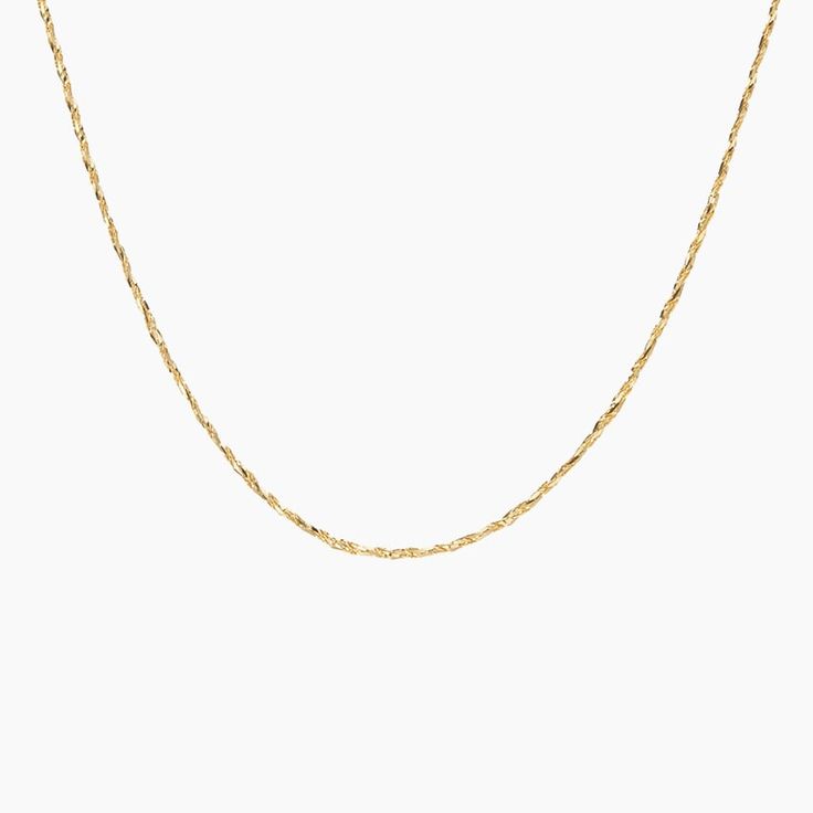 Drew 16 in. Twist Chain Necklace - 14K Yellow Gold. Perfect on its own or paired with other necklaces in a chic stack, this elevated, twisted rope chain is effortlessly fashionable and uniquely timeless.

As a Brilliant Pick, this piece displays the best and brightest in fashion and design and is beloved by Brilliant Earth designers and customers alike. Gold Rope Chain Necklace With Figaro Style, Minimalist Gold-plated Rope Chain Necklace, Minimalist Gold Plated Rope Chain Necklace, Yellow Gold Rope Chain Necklace For Everyday, Elegant Gold Figaro Rope Chain Necklace, Elegant Gold-plated Rope Chain Necklace, Minimalist Yellow Gold Rope Chain Necklace, Everyday Minimalist Rope Chain Necklace With Figaro Detail, Elegant 14k Gold Rope Chain Necklace