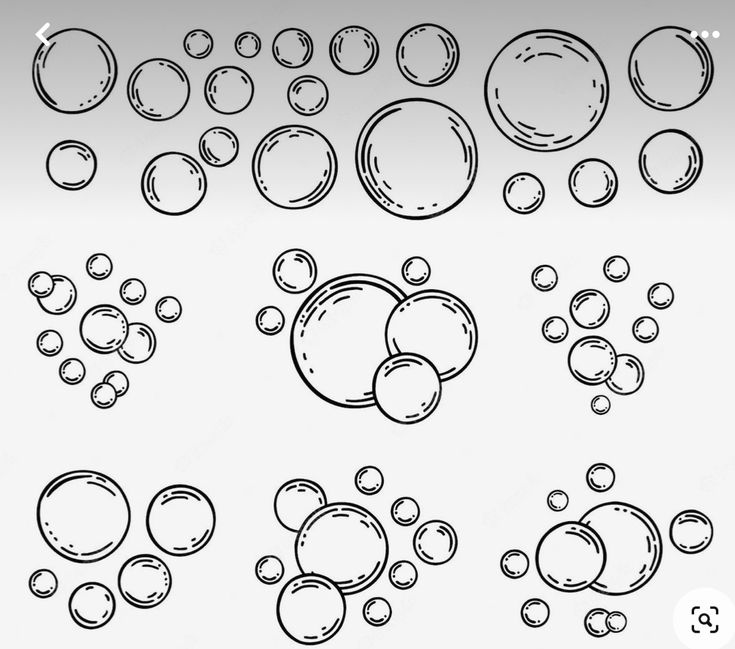 a bunch of bubbles that are drawn in black and white