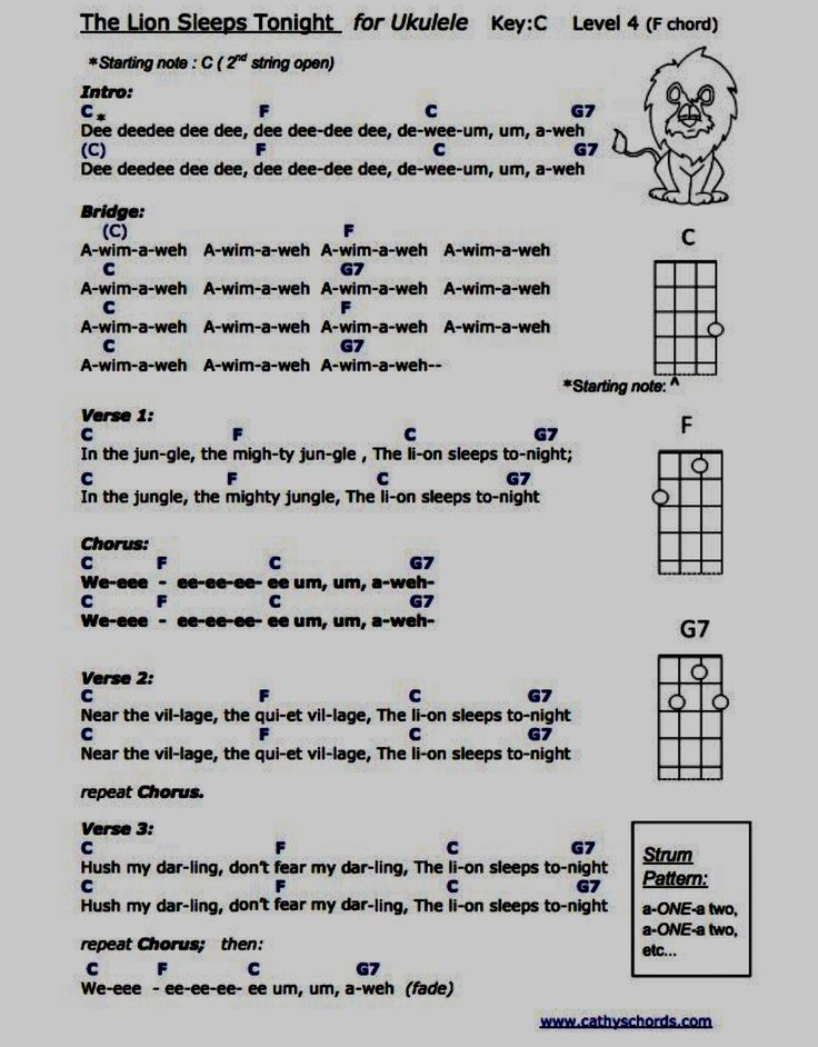 the lion sleeps tonight for ukulele guitar chords and tabula sheet music lessons