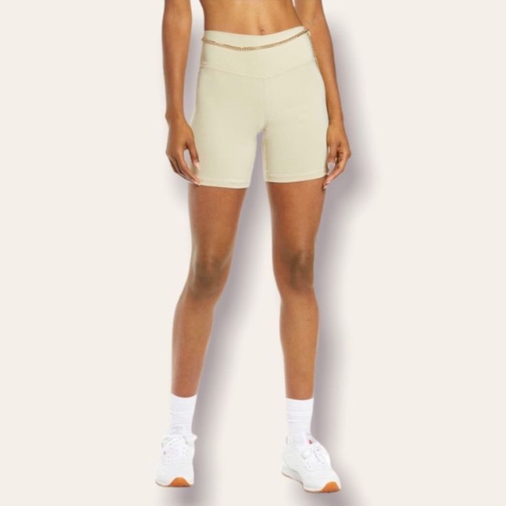 Brand: Weworeawhat Size: L Color: Hay (Beige/Off White) Worn Once, Belt Never Used Beige Athleisure Shorts For Summer, Beige Athleisure Shorts, Beige Athleisure Shorts For Sports, Summer Athleisure Beige Shorts, Athleisure Beige Shorts, Spring High-waisted Shorts Activewear, Spring Workout Biker Shorts, Spring Athleisure Biker Shorts, Beige Short Sporty Activewear