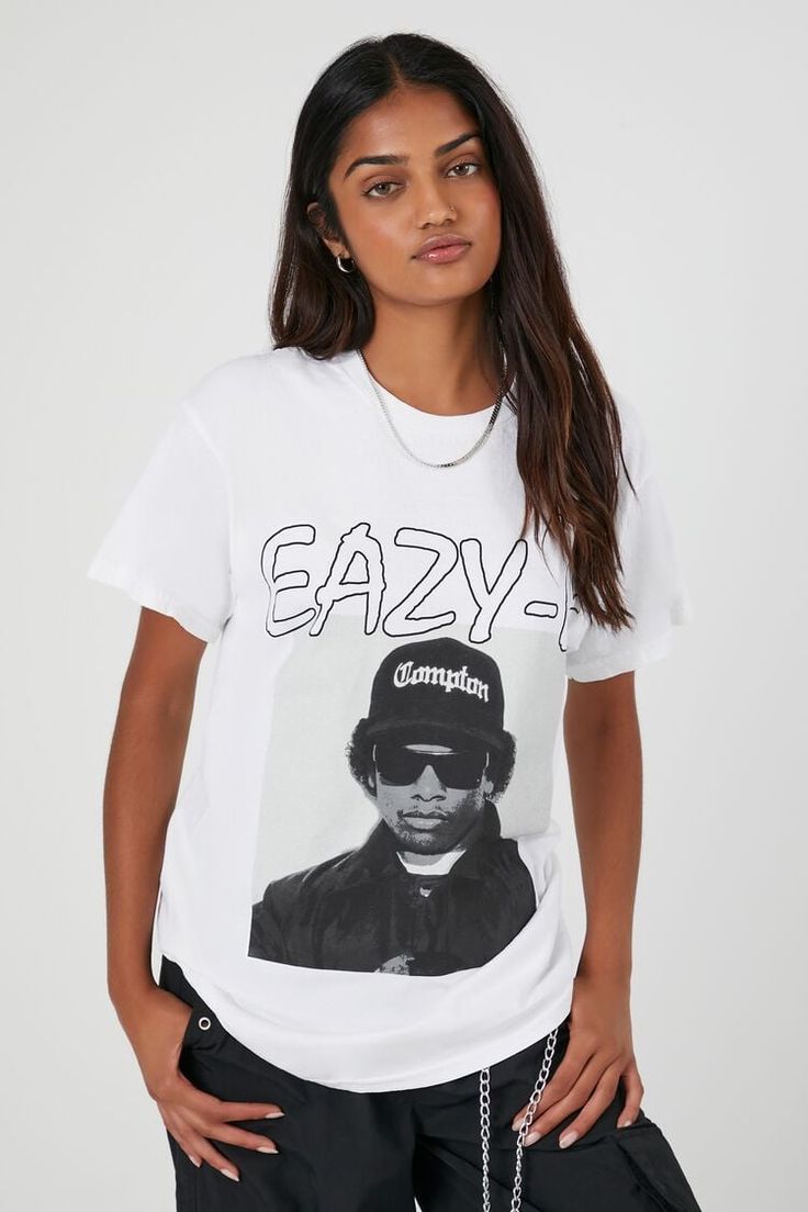 Eazy-E Oversized Graphic Tee Graphic Tee Outfit, Eazy E, Graphic Tee Outfits, Oversized Graphic Tee, Tee Outfit, Knit Tees, Knit Jersey, Fitness Models, Forever 21