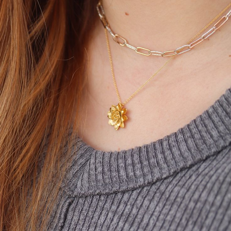 This lotus flower pendant makes for such a sweet and feminine necklace. The details on the lotus are so delicate and timeless, and it's just such a cute size. I love the little capillaries visible in the petals and the little sprigs in the center of the flower. The details really are just perfect and so very dainty. I've kept everything as minimal as possible, and made the option of adding some stellar amethyst cushion cut dangles if you want some sparkle to go with the slightly matte flower. Re Delicate Flower Pendant Necklace For Her, Delicate Necklace With Flower Charm, Delicate Flower Necklace For Her, Delicate Flower Charm Necklace For Her, Delicate Flower Shaped Necklace For Her, Delicate Flower Charm Necklace Gift For Her, Dainty Flower Pendant Necklace - Gift For Her, Feminine Necklace With Flower Pendant For Her, Feminine Necklace With Flower Pendant As Gift For Her