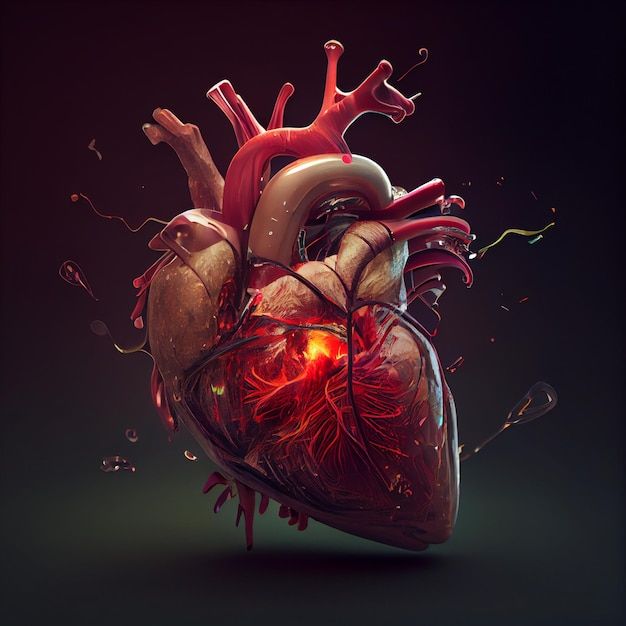 a heart with blood flowing out of it