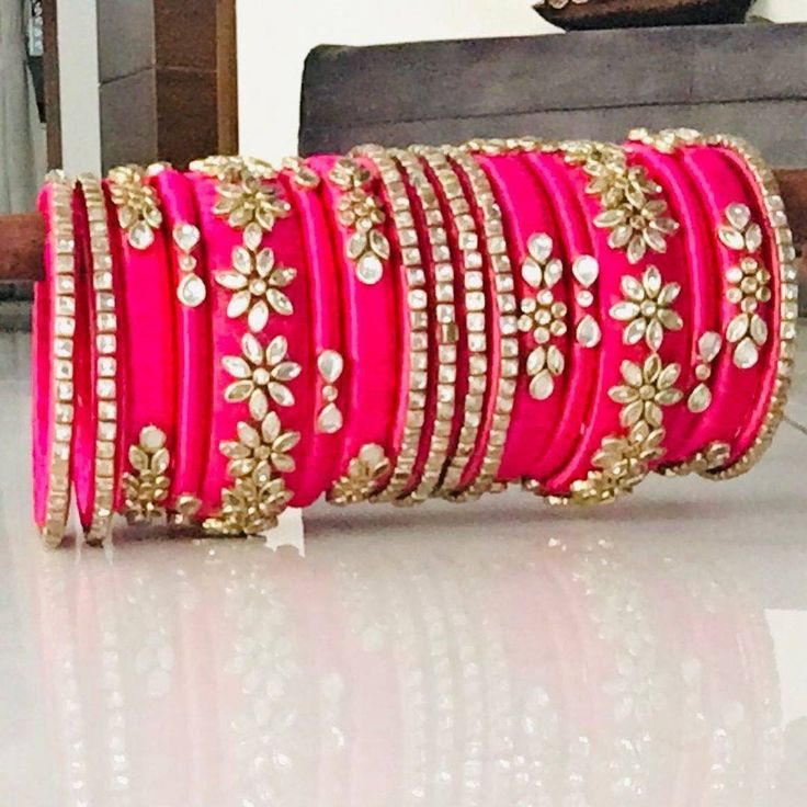 Traditional Handmade Silk Thread Kundan Stone Studded Bangle Chuda Set Fashion Jewelry For Women Wedding Festive Party Wear Kada Set BANGLE SIZE -  2.4" Inches, 2.6" Inches, 2.8" Inches, 2.10" Inches Weight - 125 gm  Material: Silk Thread Color: As Per Picture The Bangles are decorated with beautiful stone. It makes your look noble and adds your charming Package include Set Of Silk Thread Bangles Fantastic Hand Kada for weddings, proms, parties or other special occasions * Specially Made For Tra Flower Pattern Drawing, Thread Bangles Design, Kundan Bangles, Silk Thread Bangles, The Bangles, Thread Bangles, Handmade Bangles, Bangle Designs, Stone Studs