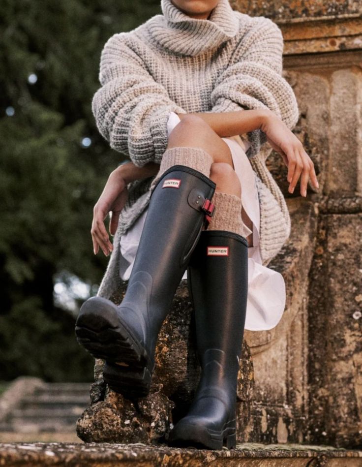 Hunter Wellies Outfit, Hunter Rain Boots Outfit, Wellies Outfit, Rainboots Outfit, Rain Boot Outfit, Hunter Boots Outfit, Black Hunter Boots, Fall Boots Outfit, Hunter Wellies