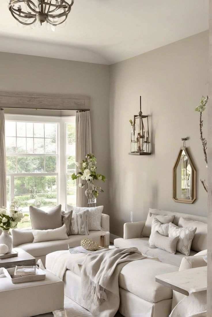 Timeless look, Best greige paint colors, Benjamin Moore, 2024 Benjamin Moore Paint Colors Greige, Beige Living Room Walls Paint Colours, Mushroom Paint Color Benjamin Moore, Greige Paint Benjamin Moore, Lick Greige Living Room, Living Room Inspiration Beige Walls, Benjamin Moore Beige Colors Living Room, Neutral Home Wall Colors, Greige Wall Paint