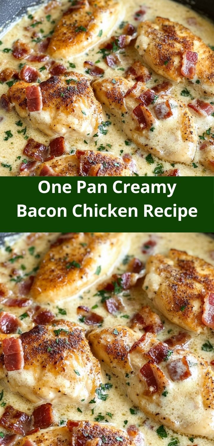 one pan creamy bacon chicken recipe in a skillet