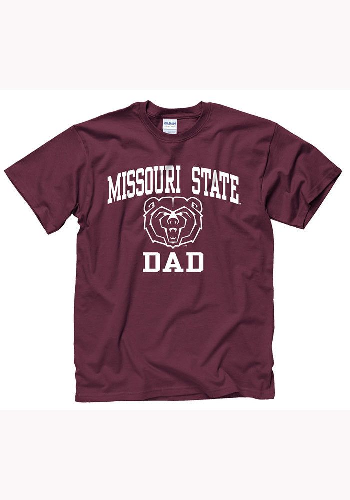 Missouri State Bears Mens Maroon Dad Short Sleeve T Shirt - 22782618 Sports Fan Graphic Print T-shirt For College, Father's Day Fan Merchandise Crew Neck T-shirt, Game Day Cotton T-shirt With Screen Print, Cotton T-shirt With Team Name For Football Season, Team-colored T-shirt With Text Print For Fans, Relaxed Fit T-shirt With Team Name For Fans, Relaxed Fit T-shirt With Logo For Fans, Team-colored T-shirt With Screen Print For Fans, Team Spirit T-shirt With Screen Print For Fan Gear