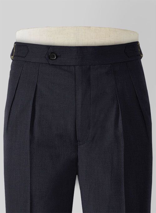 Elevate your formal demeanor with our Blue Merino Wool Highland Trousers. Crafted from a wool blend, the trousers being light in weight offers maximum breathability and are perfect for days when convenience is of equal importance to the style; also, the trouser's hue makes them versatile wear for summer, winter, corporate, or for pleasure.   
  Look Includes    Blue     Merino     Wool  Fabric  Cross Pocket  Forward 2 Pleats  Side Tabs (No Loops)- Arrow Shape  Bottom Cuff (1.5")  Two Welted Bac Blue Linen Suit, Blue Tweed Jacket, Black Tuxedo Suit, Grey Wool Suit, Fabric Cross, Casual Office Wear, Scottish Fashion, Johnny Collar, Blue Chinos