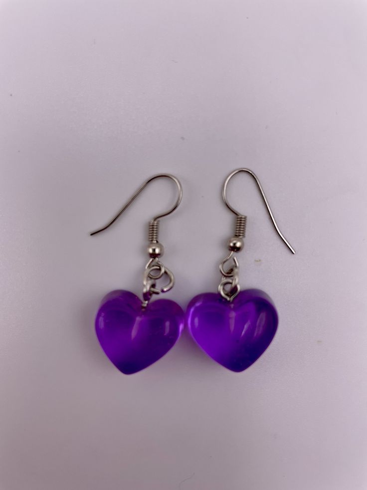 Materials Used:   -jump ring -1/2 inch hard plastic charm -Nickel Free Fish Hook  -Pack of 1 set Clear Plastic Jewelry For Gifts, Clear Plastic Jewelry As A Gift, Clear Plastic Jewelry Gift, Cute Hypoallergenic Clear Jewelry, Nickel-free Plastic Jewelry Gift, Heart-shaped Resin Jewelry For Valentine's Day, Trendy Purple Heart Earrings As Gift, Heart Shaped Resin Jewelry For Valentine's Day, Trendy Purple Heart Earrings For Gift