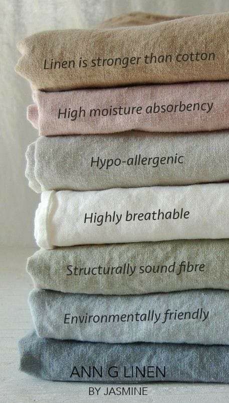 five towels stacked on top of each other with the words, linen is longer than cotton