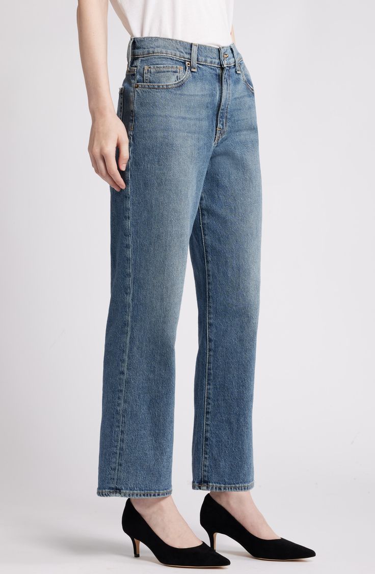 A light-blue wash adds a classic lived-in vibe to these high-waisted jeans cut from low-stretch denim so you can move easily through your day. Zip fly with button closure Five-pocket style 77% cotton, 22% lyocell, 1% spandex Machine wash, tumble dry Imported High Waist Jeans, Stretch Denim, Straight Leg Jeans, Leg Jeans, High Waist, Straight Leg, Light Blue, Nordstrom, High Waisted